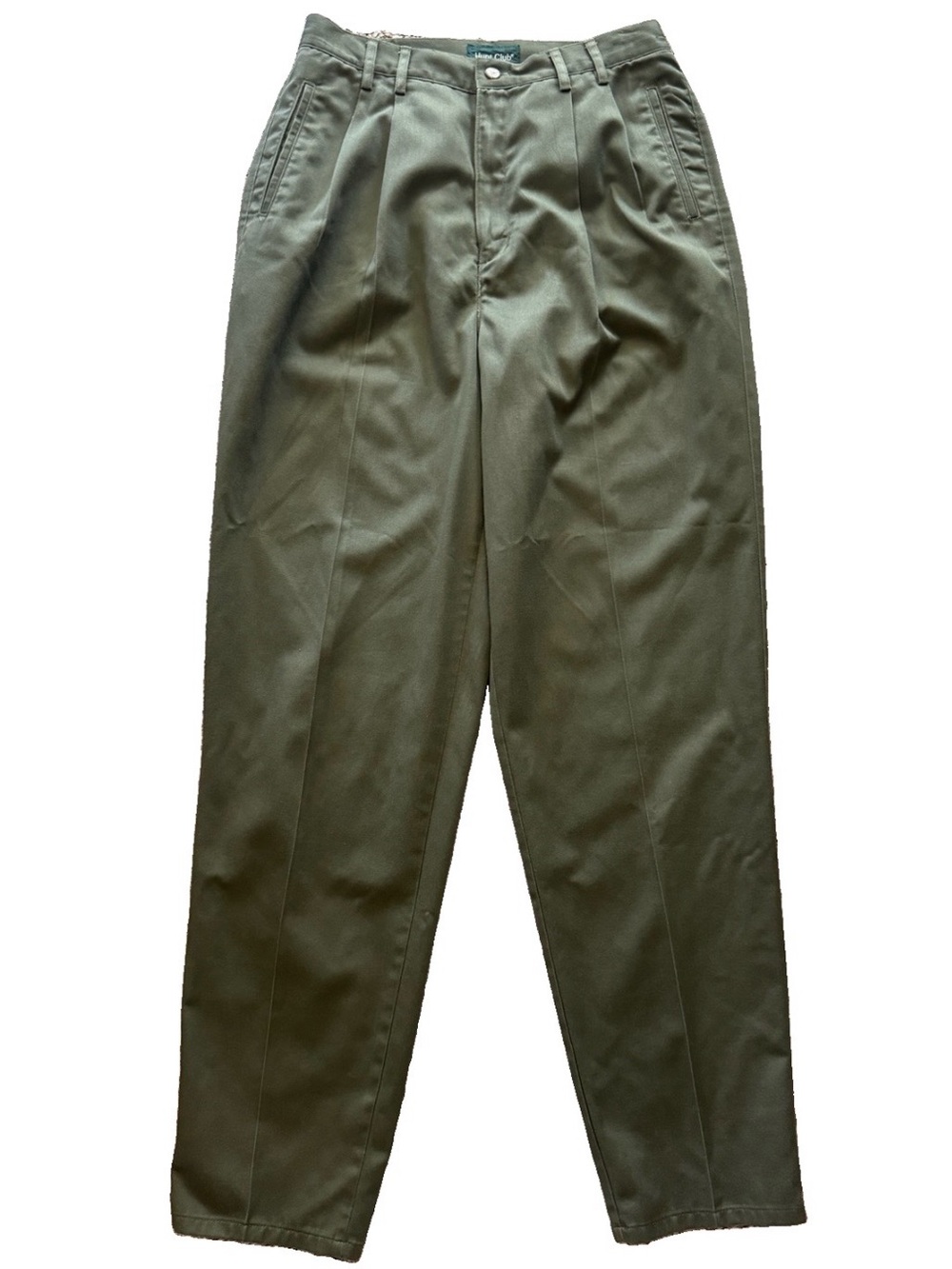 90s Pleated Trousers 12 Olive High Waist Tailored Menswear Vintage Hunt Club - Picture 10 of 14